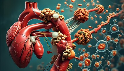 Image of a heart with many blood vessels running through it.