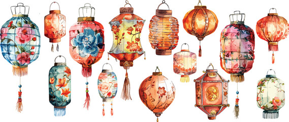 chinese red lantern clipart vector for graphic resources  © dian's