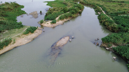 Aerial view of the River in Indonesia