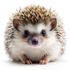 Obraz premium hedgehog on white background. hedgehog, animal, mammal, isolated, wildlife, wild, porcupine, white, ferret, white background, studio, brown, nature, rodent, bristle, cute, small, baby, pet, protection