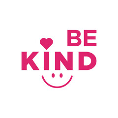 Be Kind Lettering Text with Heart and Smile Symbol for Celebration World Kindness Day. 