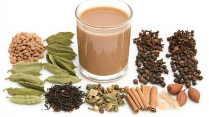 Aromatic Spices and Tea Ingredients on White Table