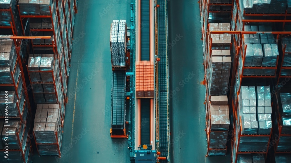 Poster efficient warehouse operations with aerial view