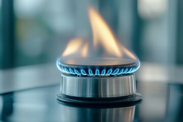 A blue flame is coming out of a gas stove