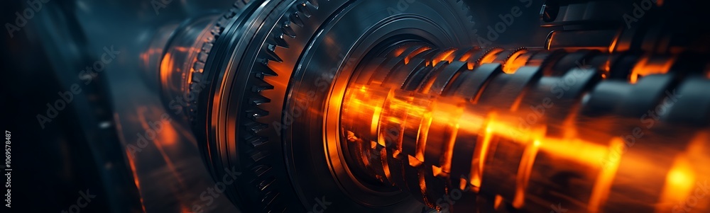 Poster a close-up view of a futuristic, glowing mechanical component, showcasing intricate details and brig
