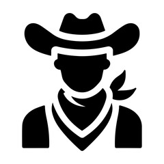 Rustic Cowboy Icon Vector with Clean Lines and Minimalist Charm