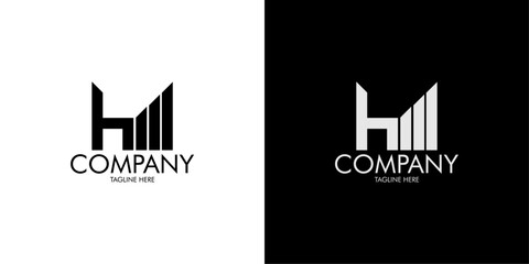 hm letter logo with house icon