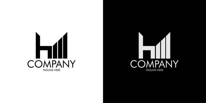 hm letter logo with house icon