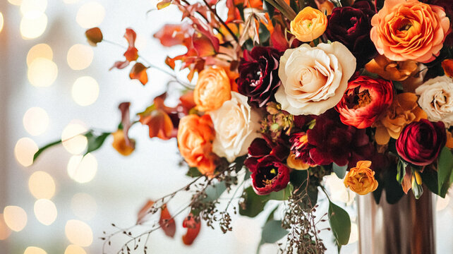 Beautiful autumn flowers bouquet, autumnal botanical home decor and floral arrangement, English countryside style and florist design for floral shop, flower arranging workshop or classes idea