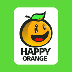 happy orange with smile face mascot logo