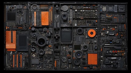 Fototapeta premium Abstract Technology Layout with Black and Orange Components