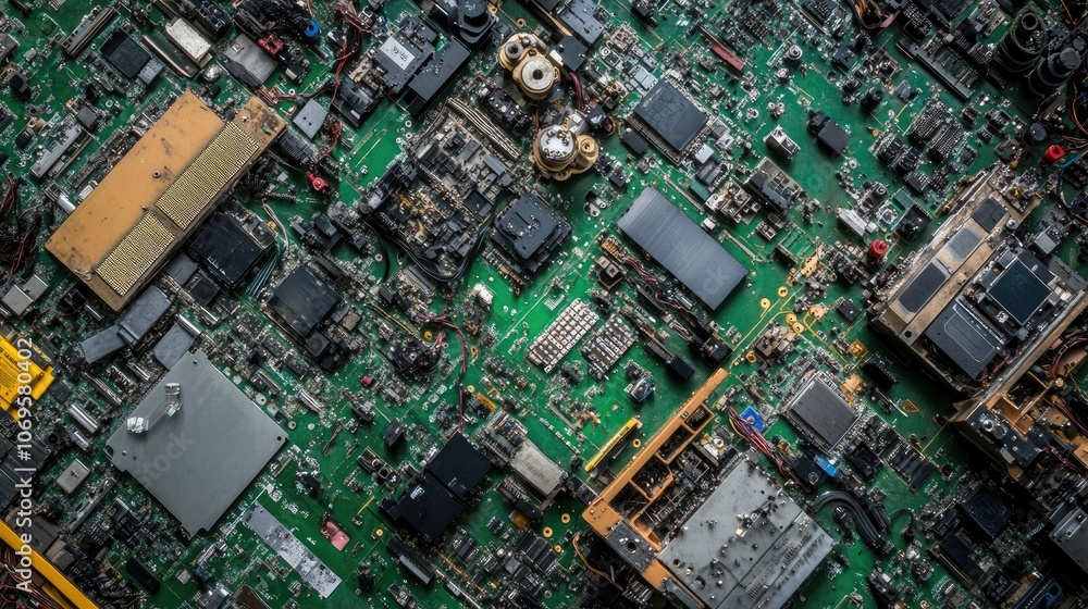 Poster circuit board pattern with complex electronics layout