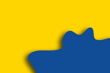 Psychedelic blue yellow paper shapes with copy space