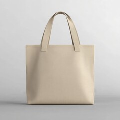 Beige cotton bag on a gray background. Mockup image.