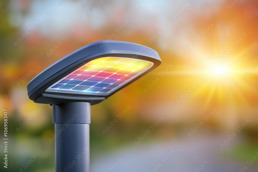 Poster a solar powered light fixture with a colorful display