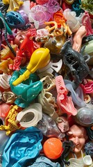 A Colorful Heap of Vintage Plastic Toys: A Nostalgic Collection