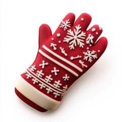 3D Christmas mitten with snowflake design