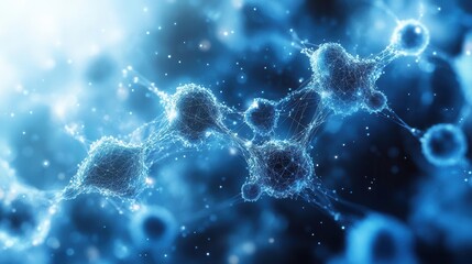 Fototapeta premium intricate white and blue illustration of a graphene mesh, showcasing its unique atomic structure in an artistic, scientific representation emphasizing innovation and technology
