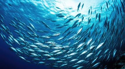 Underwater School of Fish in Crystal Clear Ocean Water