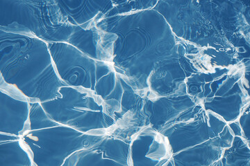 Water abstract for background, Blue swimming pool rippled.