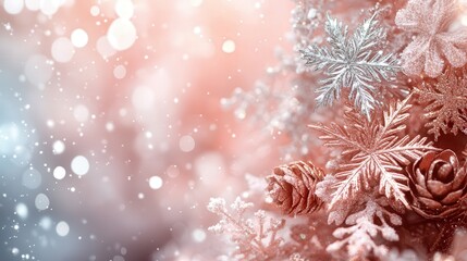 A snowflake tree with a pink background