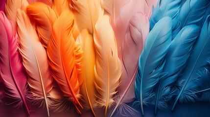 A colorful array of feathers with a rainbow of colors