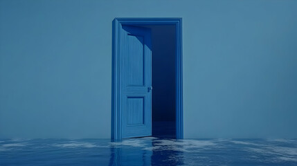 Blue Doorway Leading to the Sea 3D Illustration