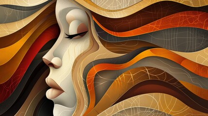 A woman's face is shown in a painting with a lot of detail