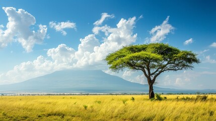 A large tree stands in a field of tall grass