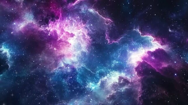 Star and planet in the galaxy with rainbow colors video footage for background.