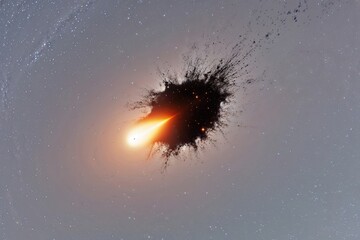 Fototapeta premium A Stellar Fragment with a Blazing Comet on a White Background