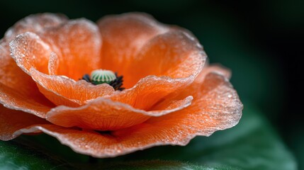 Vibrant orange poppy flower in close-up