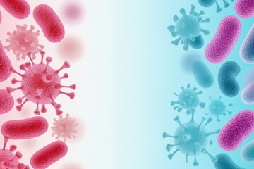 Naklejka premium Microscopic view of coronavirus cells