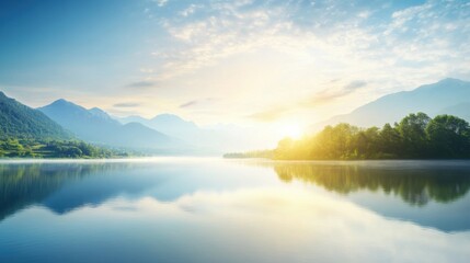 Fototapeta premium Serene River Retreat: A Natural Oasis for Relaxation