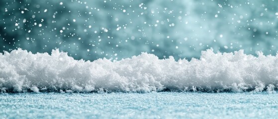 Snowy winter landscape with falling snowflakes