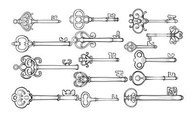 Handdrawn Vintage Key Collection