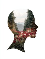 serene mountain landscape with blooming flowers