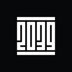 Happy new year 2039 text logo design template elements, vector illustration isolated on white background, new year 2039 square typography