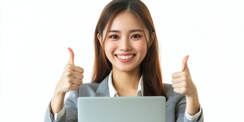 Businesswoman Giving Thumbs Up in Office