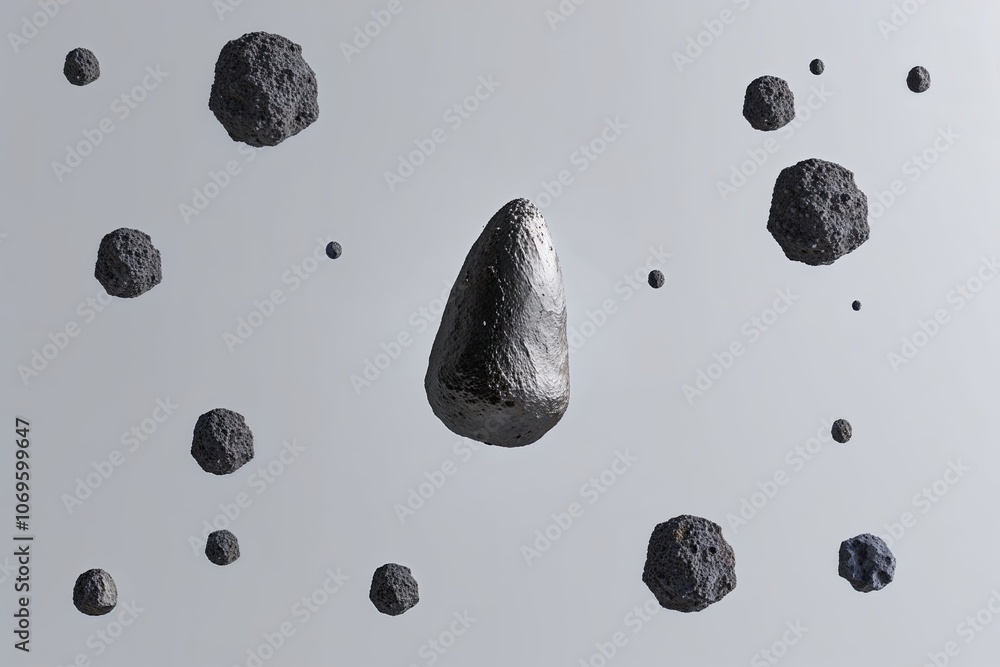 Poster isolated meteor on white background with comet and meteorite elements