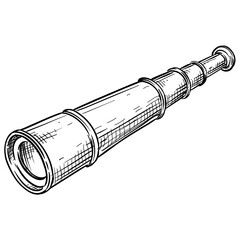 spyglass telescope handdrawn illustration