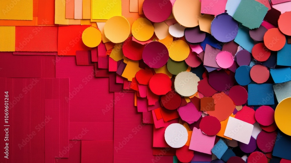 Leinwandbilder vibrant abstract shapes in a mix of colors and patterns create a dynamic visual effect, showcasing a