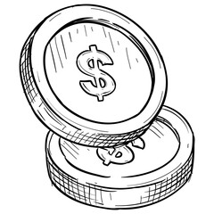 coin handdrawn illustration