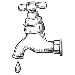 water faucet handdrawn illustration