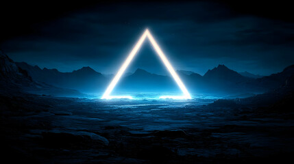 Triangle Light In Dark Landscape 3D Illustration