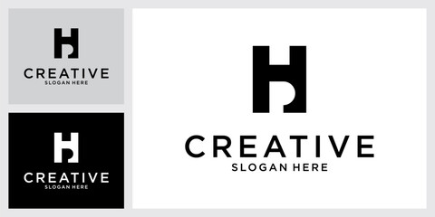 HP or PH initial letter logo design vector.