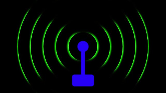 Radio wave screen background animation, Technology Radio wave station signal animation, adio wave looping screen background animation.Radar waves concept 4k video