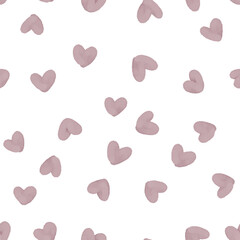 Cute watercolor seamless pattern with hearts