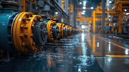 A view of water pumps in a power plant highlights their crucial role in maintaining operational efficiency.