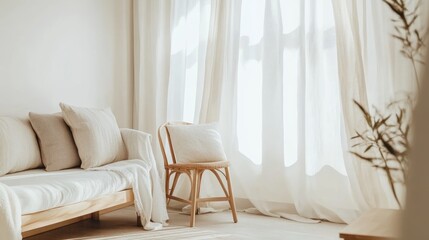 Light Living Room with Wood and Cotton Accents